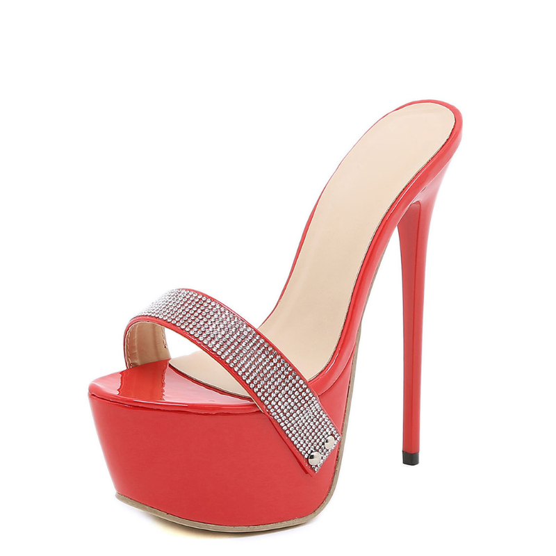 Sandália Mule Salto Cortiça Vermelho