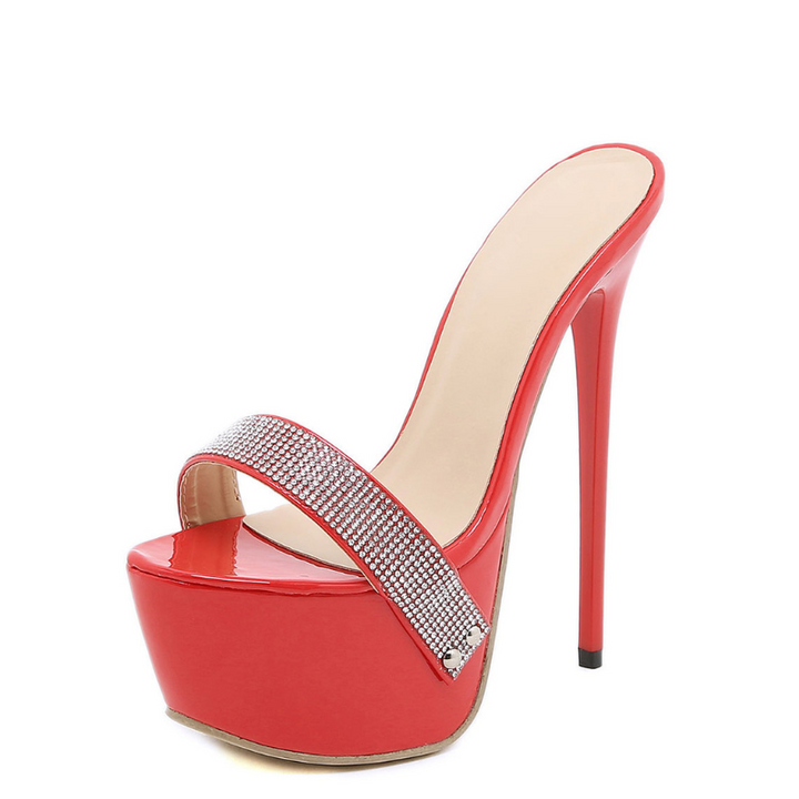 Sandália Mule Salto Cortiça Vermelho