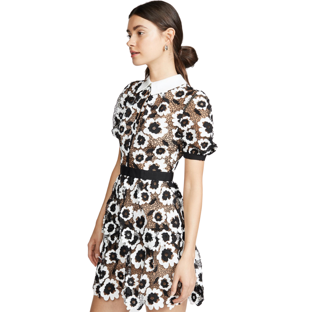 Vestido Estampa Floral Com Renda