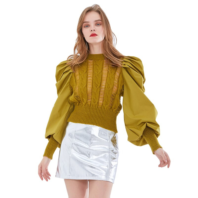 Blusa Tricot Com Manga Bufante