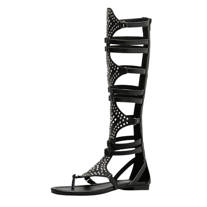 Sandália Rasteira Gladiadora Rebites