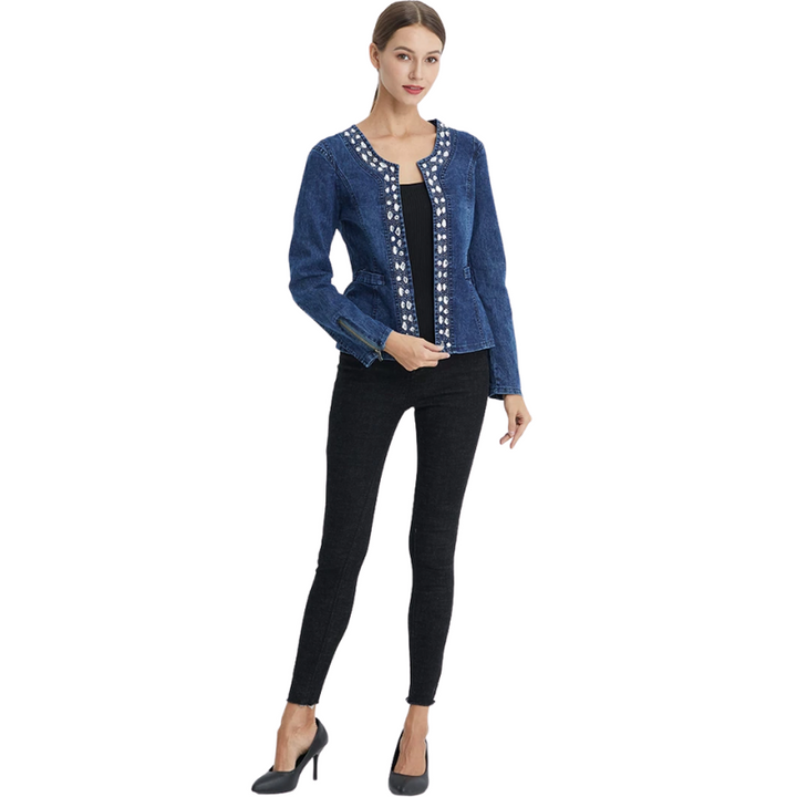 Jaqueta Jeans Feminina Pedraria Elegance