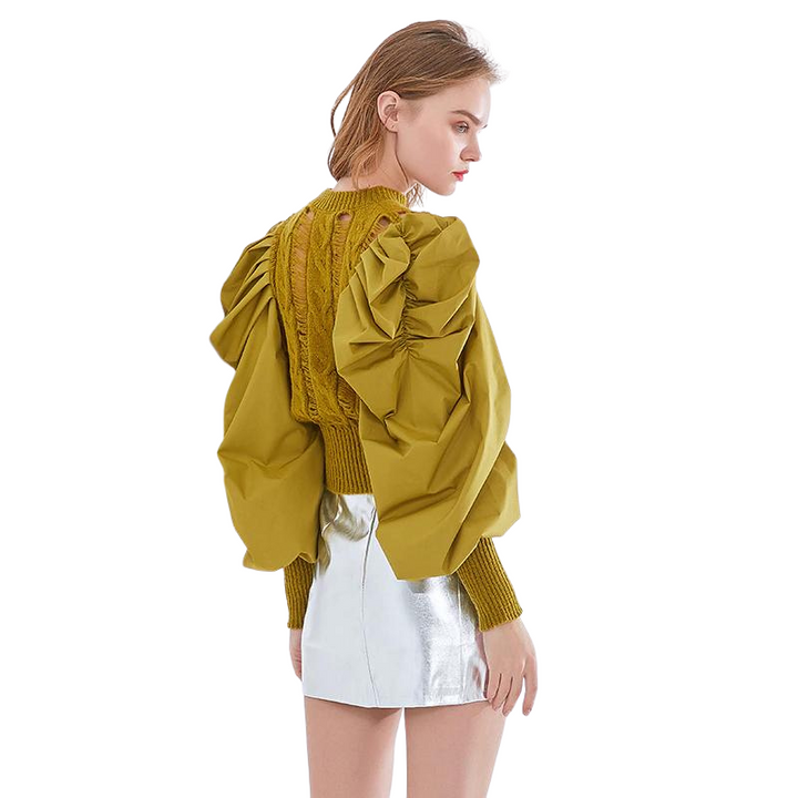 Blusa Tricot Com Manga Bufante