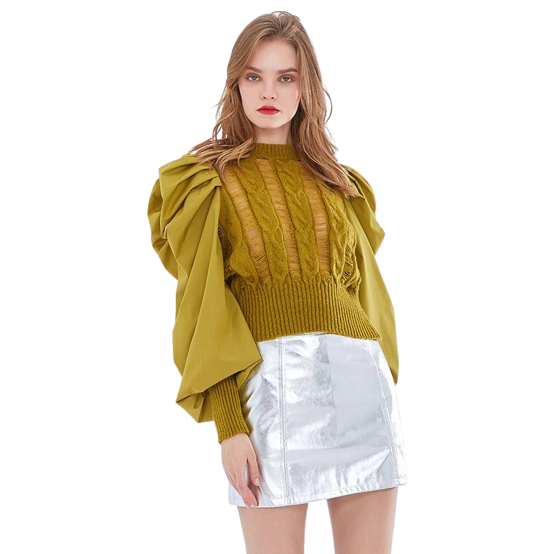 Blusa Tricot Com Manga Bufante