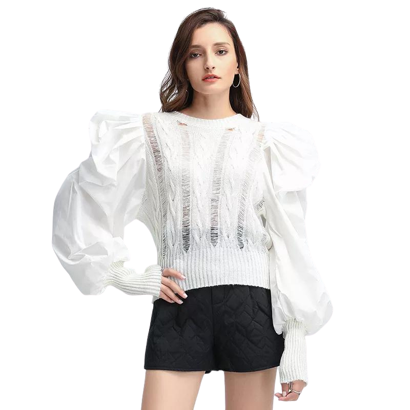 Blusa Tricot Com Manga Bufante