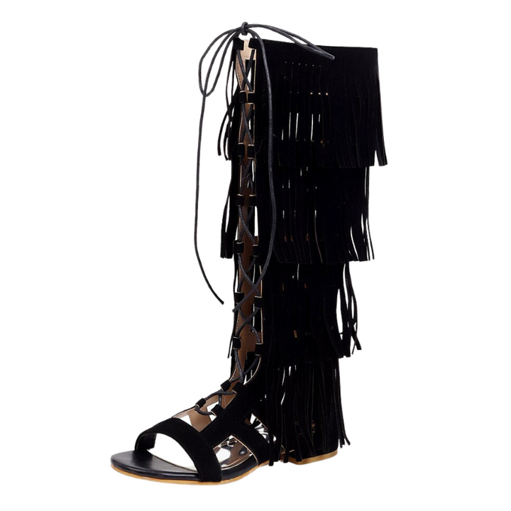 Sandália Rasteira Gladiadora Franjas