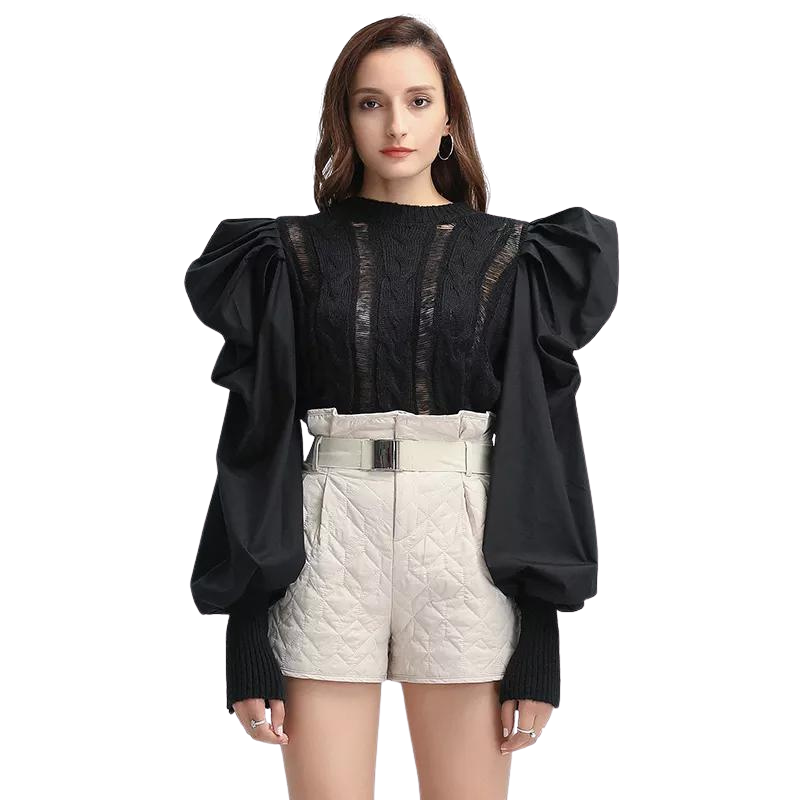 Blusa Tricot Com Manga Bufante