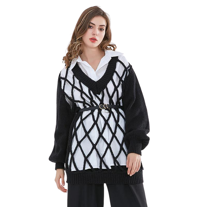 Suéter Tricot Vazado Com Recortes