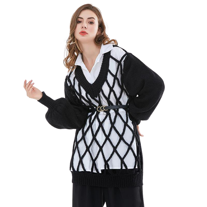 Suéter Tricot Vazado Com Recortes