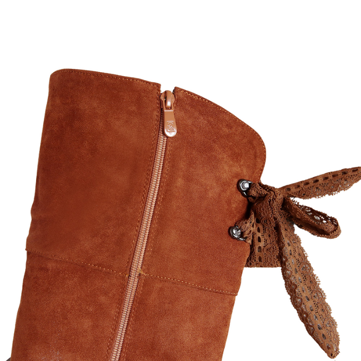 Bota Over The Knee Acamurçada Com Laço