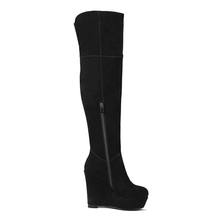 Bota Over The Knee Plataforma Preta