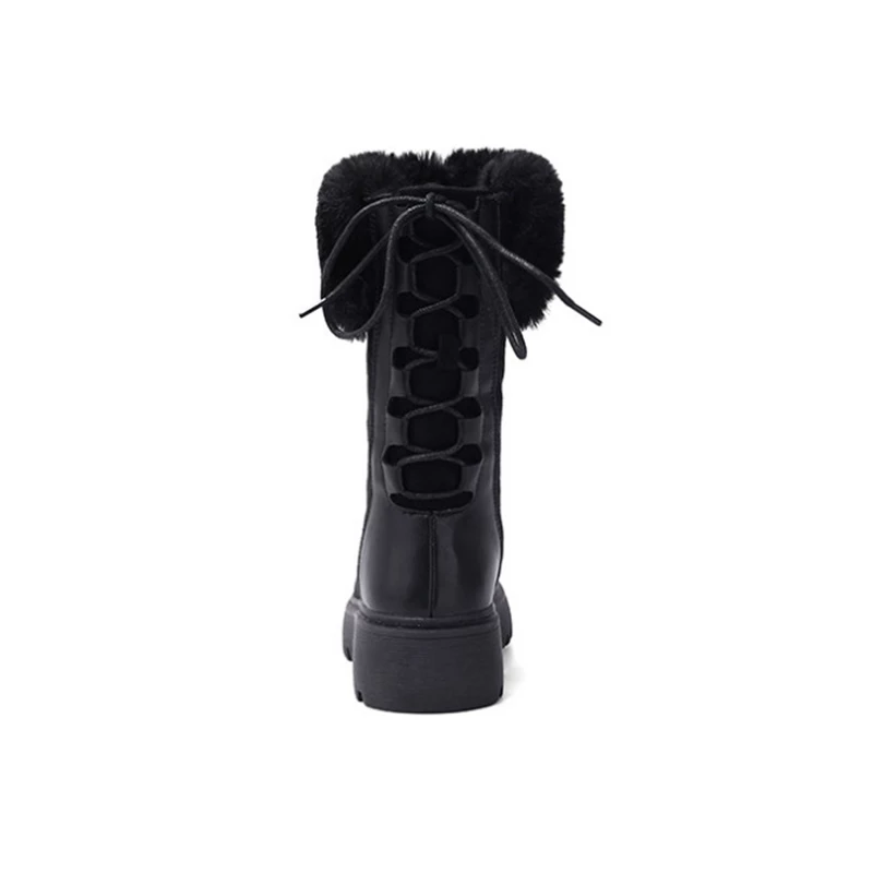 Bota Cano Médio Suede Com Pelos Preta