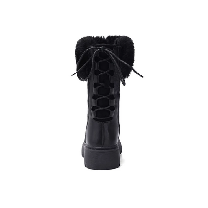 Bota Cano Médio Suede Com Pelos Preta