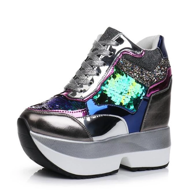 Tênis Chunky Com Lantejoulas Multicor