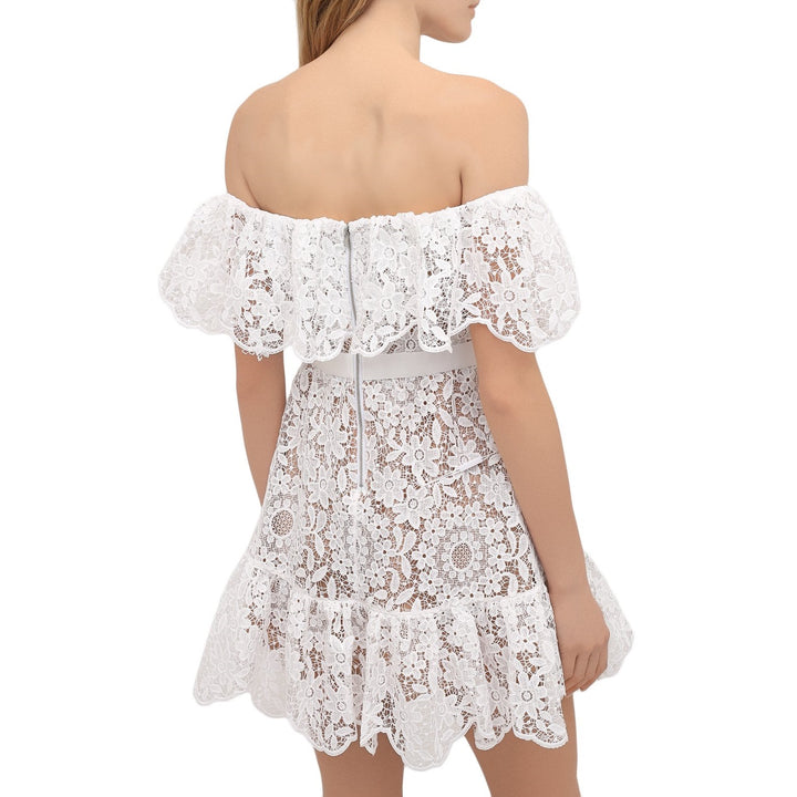 Vestido Curto Ombro a Ombro Renda