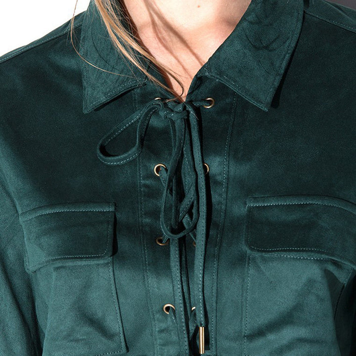 CAMISA FEMININA VERDE COM AMARRAÇÃO - PODEROSA SHOP