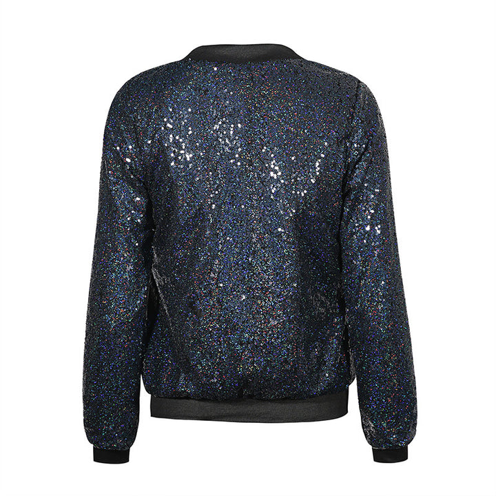 JAQUETA BOMBER EM PAETÊS AZUL - PODEROSA SHOP