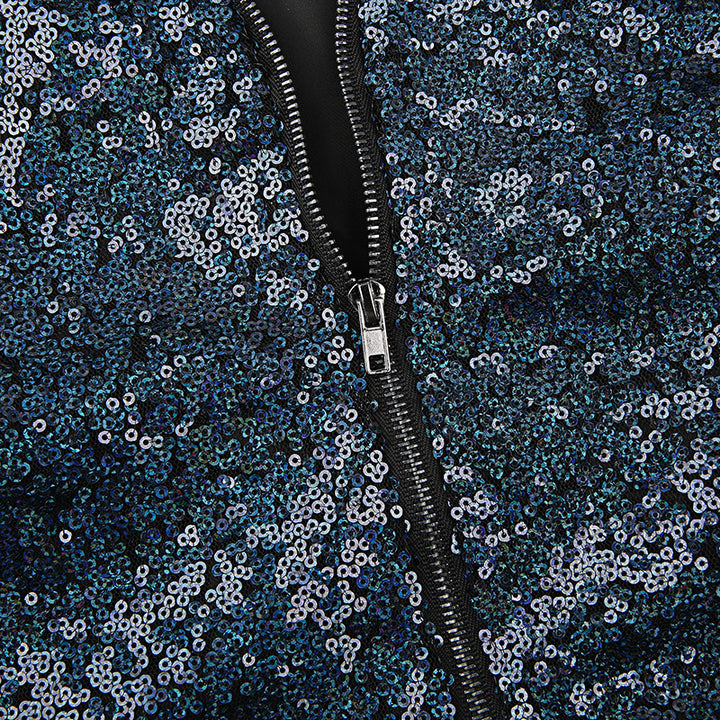 JAQUETA BOMBER EM PAETÊS AZUL - PODEROSA SHOP