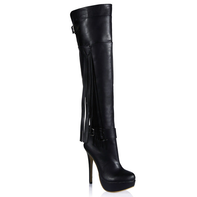 BOTA OVER THE KNEE DETALHE FRANJAS - PODEROSA SHOP