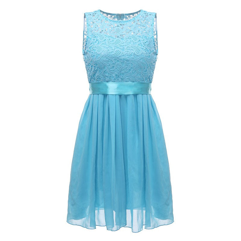 VESTIDO PLISSADO DE RENDA E CHIFFON - PODEROSA SHOP