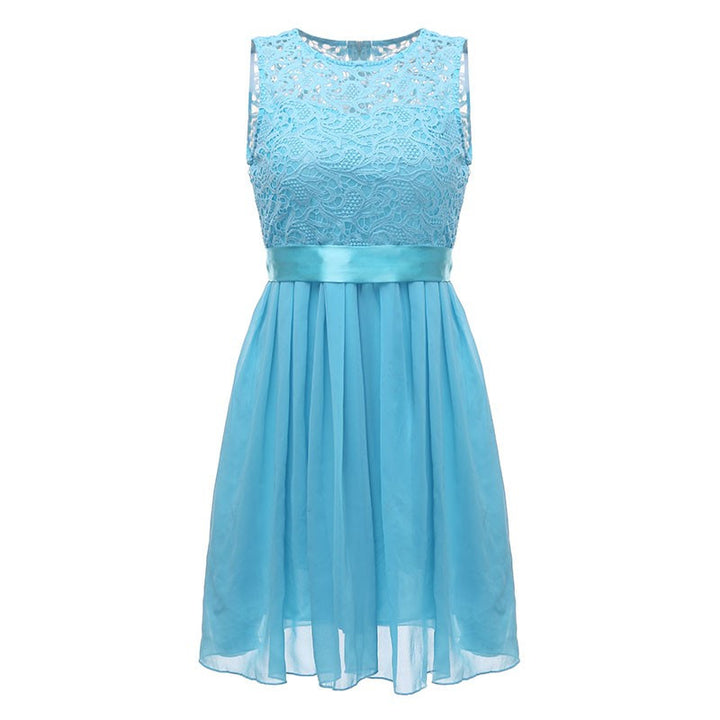 VESTIDO PLISSADO DE RENDA E CHIFFON - PODEROSA SHOP