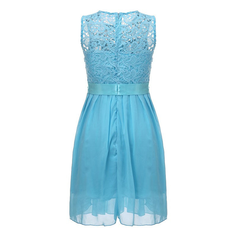 VESTIDO PLISSADO DE RENDA E CHIFFON - PODEROSA SHOP