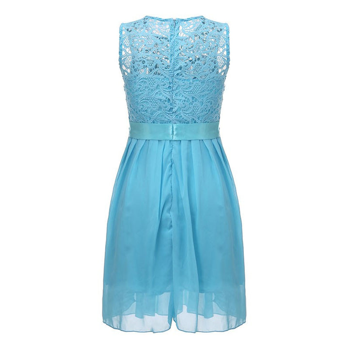 VESTIDO PLISSADO DE RENDA E CHIFFON - PODEROSA SHOP